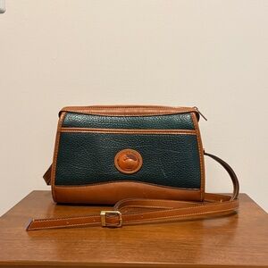 Vintage Dooney & Bourke All Weather Leather Green and Brown Crossbody Bag